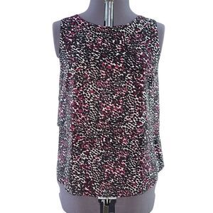 Anne Klein Purple Leopard Print Sleeveless Blouse Sz 10